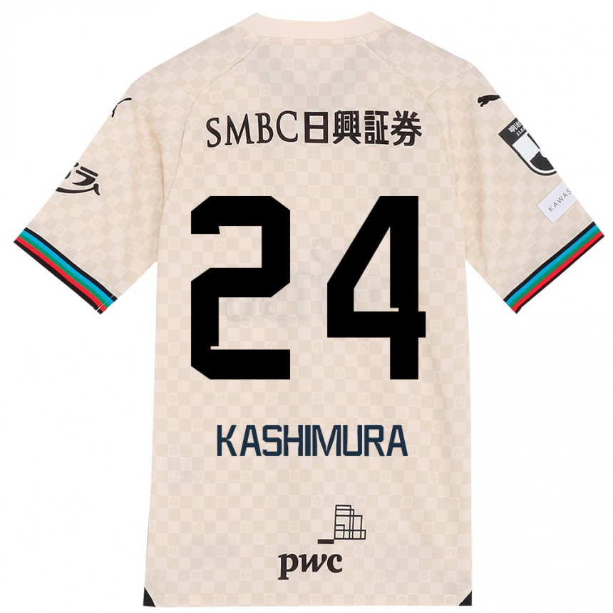 Kids Football Ryota Kashimura #24 White Gray Away Jersey 2024/25 T-Shirt Australia