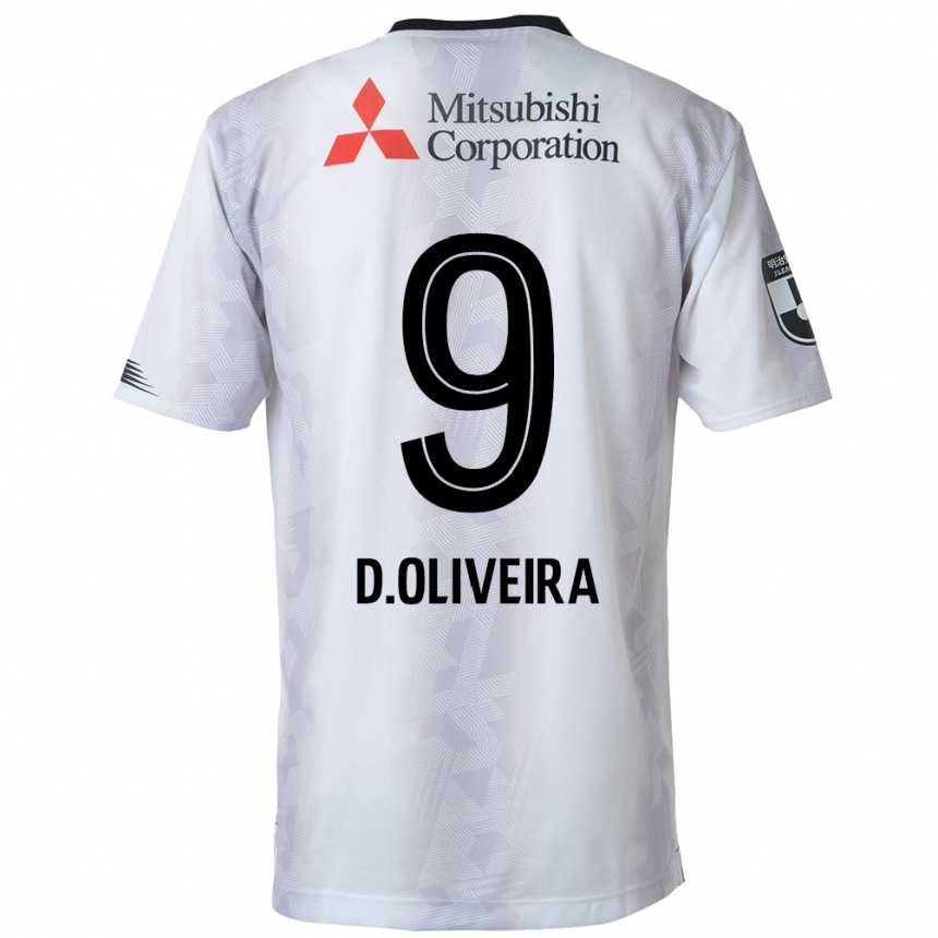 Kids Football Diego Oliveira #9 White Black Away Jersey 2024/25 T-Shirt Australia