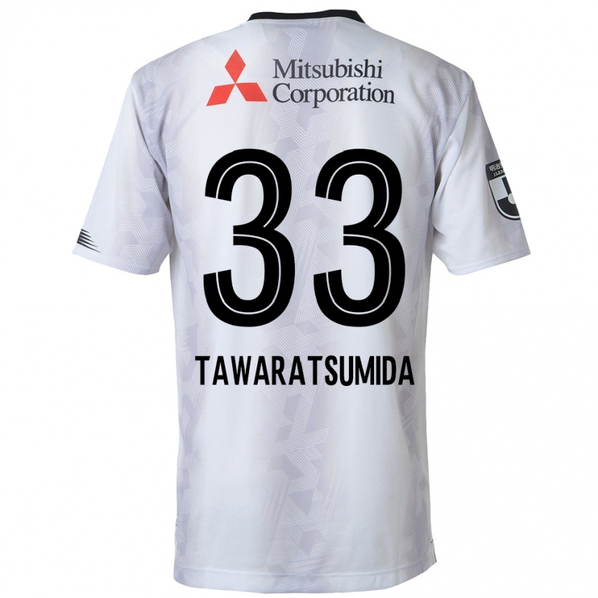 Kids Football Kota Tawaratsumida #33 White Black Away Jersey 2024/25 T-Shirt Australia