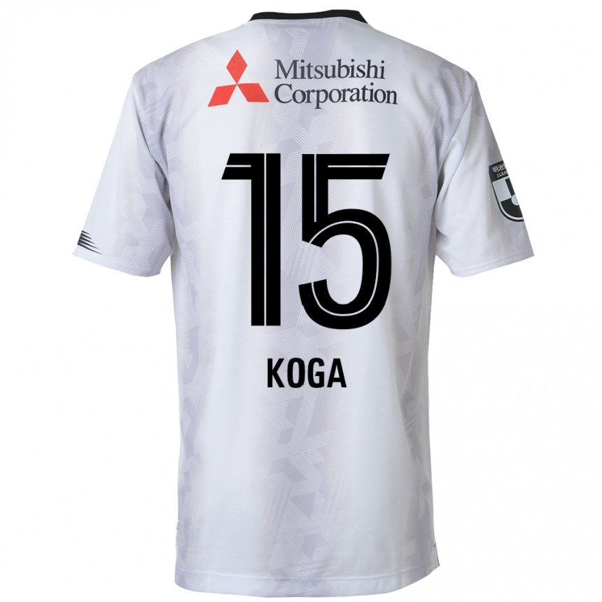 Kids Football Shun Koga #15 White Black Away Jersey 2024/25 T-Shirt Australia