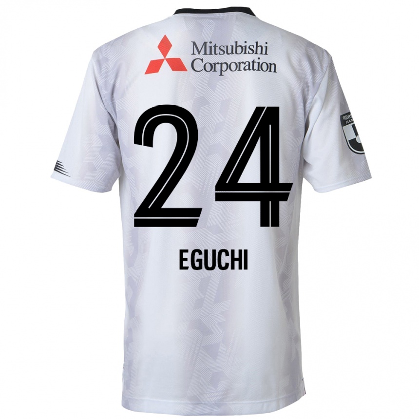 Kids Football Kaito Eguchi #24 White Black Away Jersey 2024/25 T-Shirt Australia