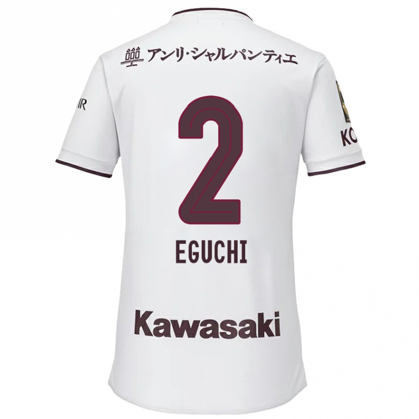 Kids Football Takuma Eguchi #2 White Red Away Jersey 2024/25 T-Shirt Australia