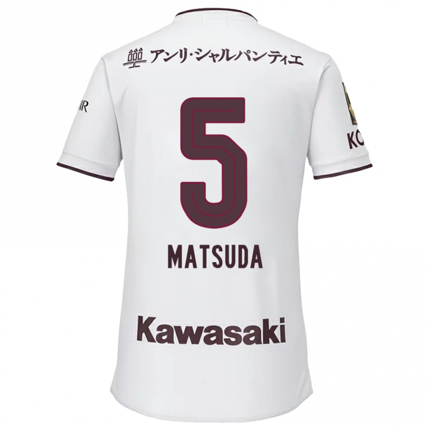 Kids Football Shido Matsuda #5 White Red Away Jersey 2024/25 T-Shirt Australia