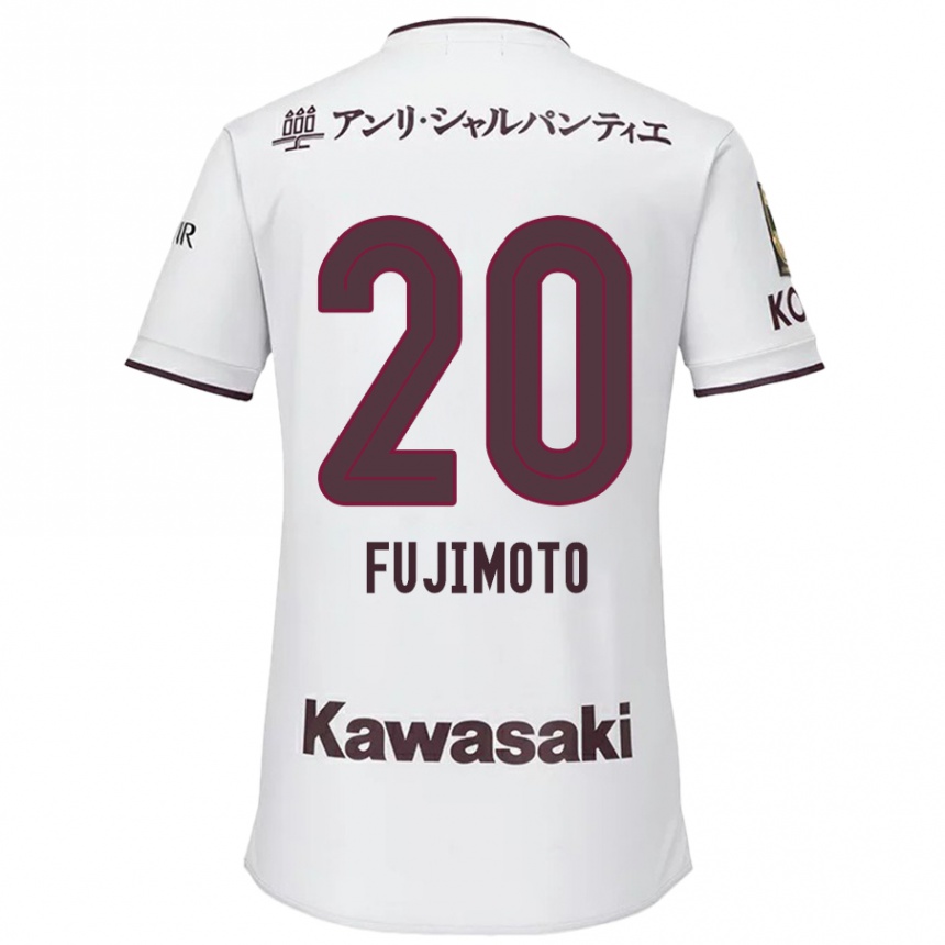 Kids Football Riku Fujimoto #20 White Red Away Jersey 2024/25 T-Shirt Australia