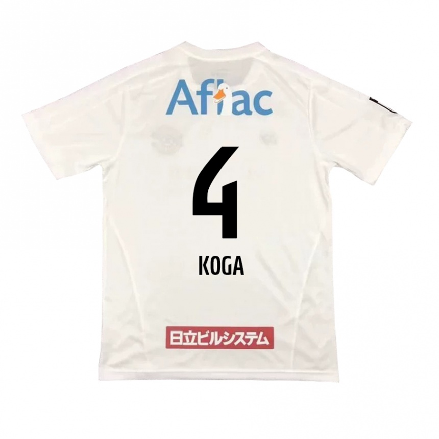 Kids Football Taiyo Koga #4 White Black Away Jersey 2024/25 T-Shirt Australia