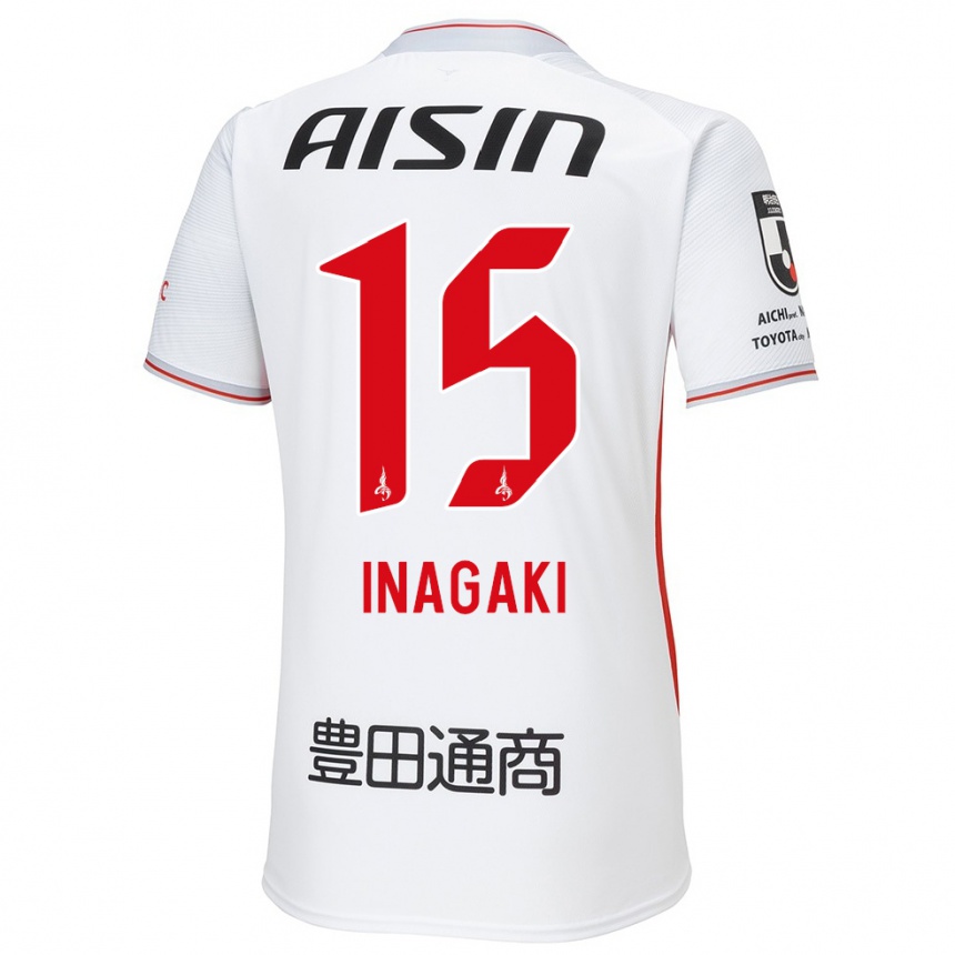 Kids Football Sho Inagaki #15 White Yellow Red Away Jersey 2024/25 T-Shirt Australia