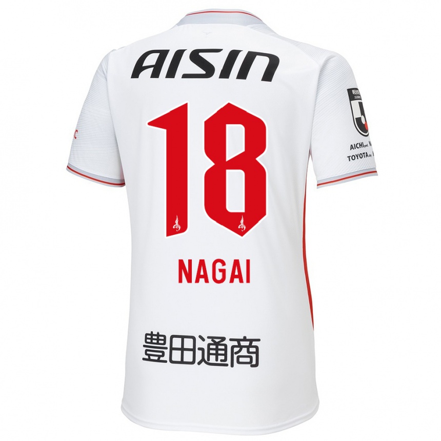 Kids Football Kensuke Nagai #18 White Yellow Red Away Jersey 2024/25 T-Shirt Australia