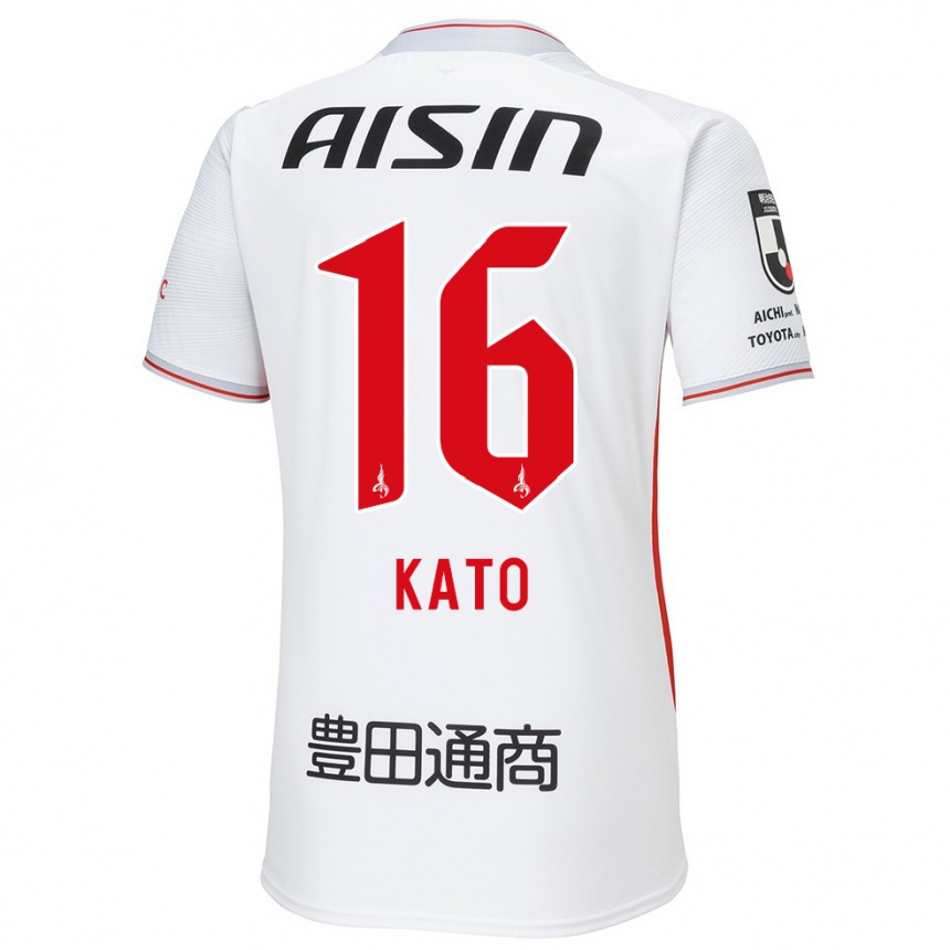 Kids Football Naotaro Kato #16 White Yellow Red Away Jersey 2024/25 T-Shirt Australia