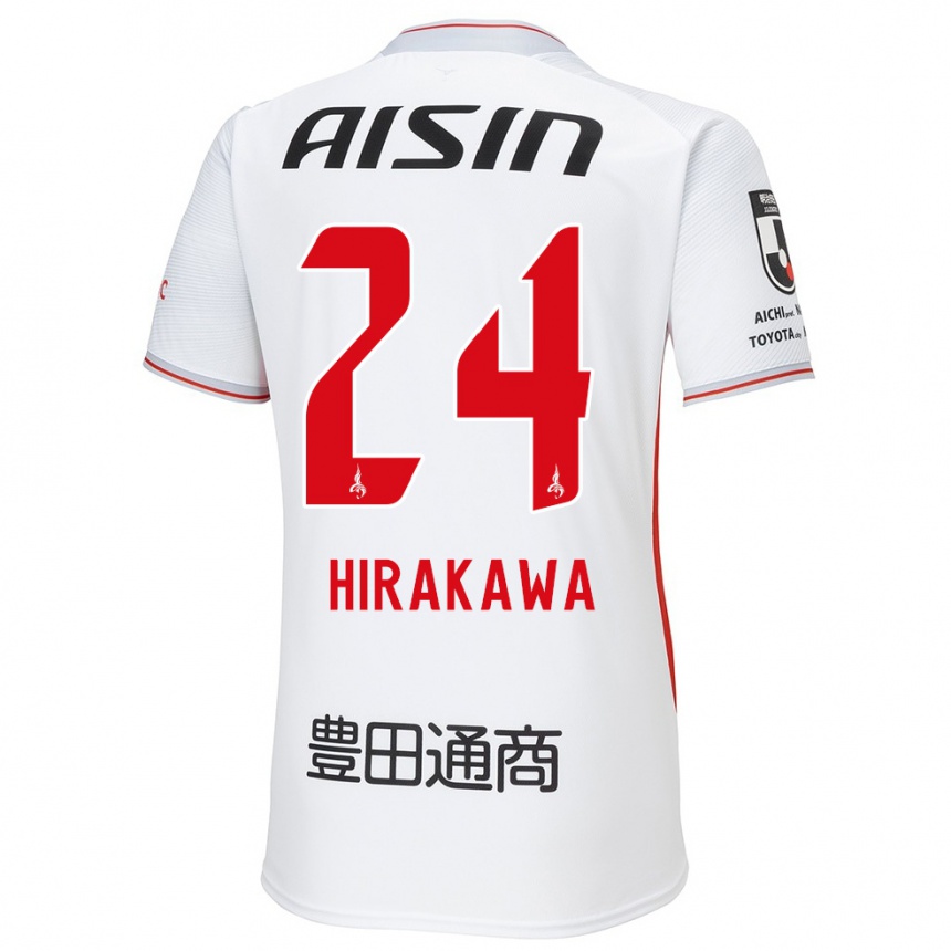 Kids Football Haruto Hirakawa #24 White Yellow Red Away Jersey 2024/25 T-Shirt Australia