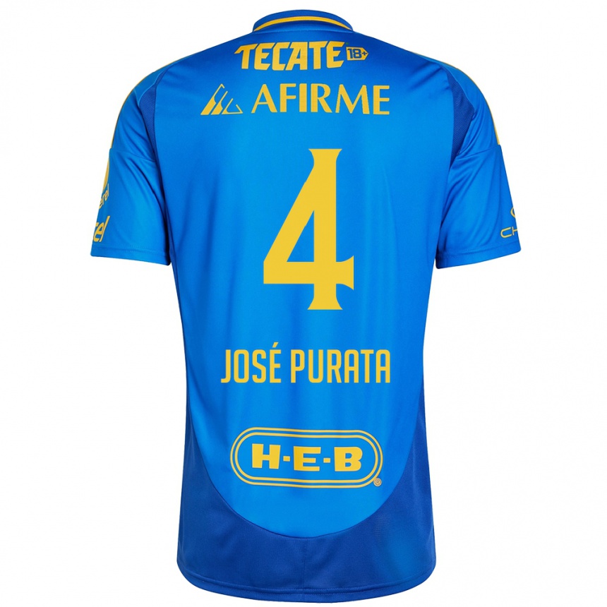 Kids Football Juan José Purata #4 Blue Yellow Away Jersey 2024/25 T-Shirt Australia