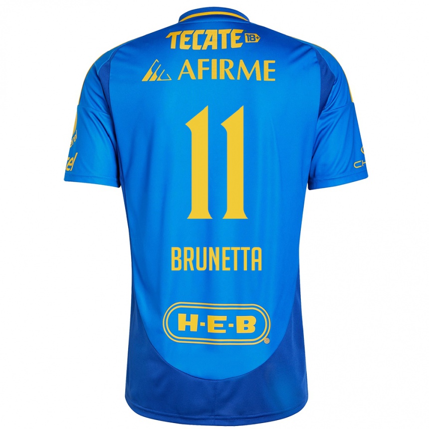 Kids Football Juan Brunetta #11 Blue Yellow Away Jersey 2024/25 T-Shirt Australia