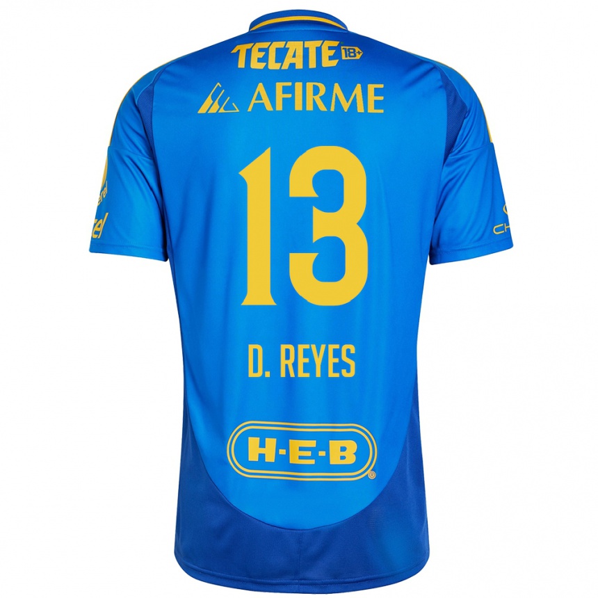 Kids Football Diego Reyes #13 Blue Yellow Away Jersey 2024/25 T-Shirt Australia