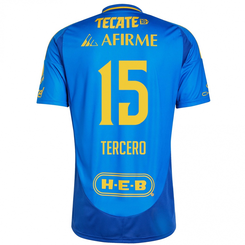 Kids Football Eduardo Tercero #15 Blue Yellow Away Jersey 2024/25 T-Shirt Australia