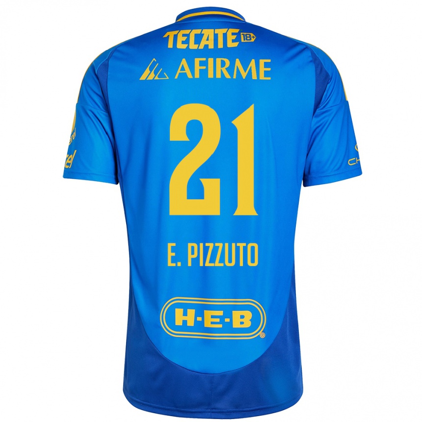 Kids Football Eugenio Pizzuto #21 Blue Yellow Away Jersey 2024/25 T-Shirt Australia