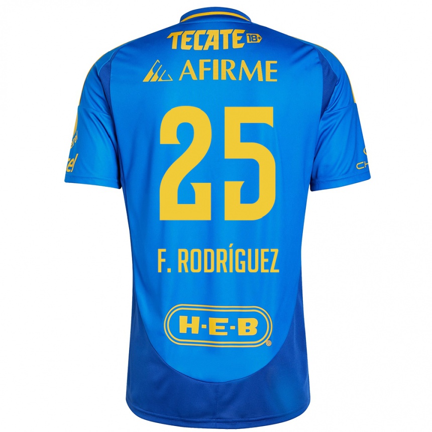 Kids Football Felipe Rodríguez #25 Blue Yellow Away Jersey 2024/25 T-Shirt Australia