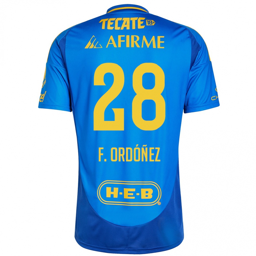 Kids Football Fernando Ordóñez #28 Blue Yellow Away Jersey 2024/25 T-Shirt Australia