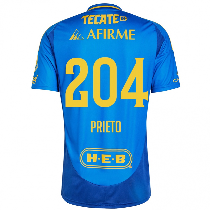 Kids Football Leonel Prieto #204 Blue Yellow Away Jersey 2024/25 T-Shirt Australia