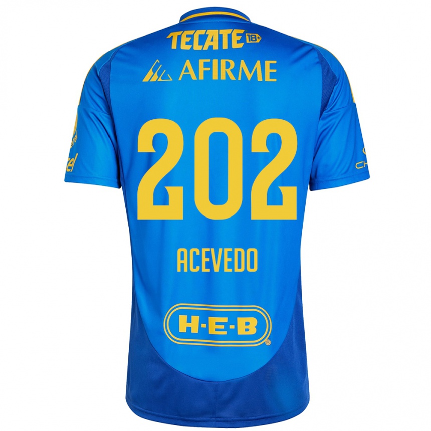 Kids Football José Acevedo #202 Blue Yellow Away Jersey 2024/25 T-Shirt Australia