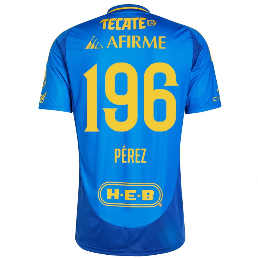 Kids Football Axel Pérez #196 Blue Yellow Away Jersey 2024/25 T-Shirt Australia