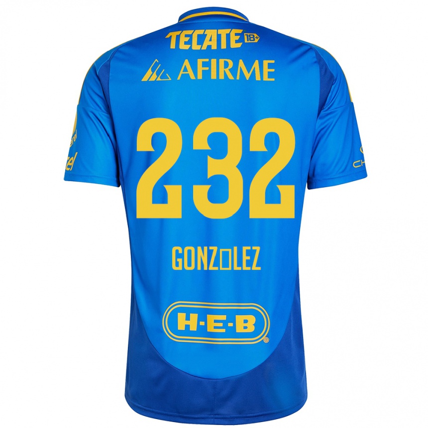 Kids Football César González #232 Blue Yellow Away Jersey 2024/25 T-Shirt Australia