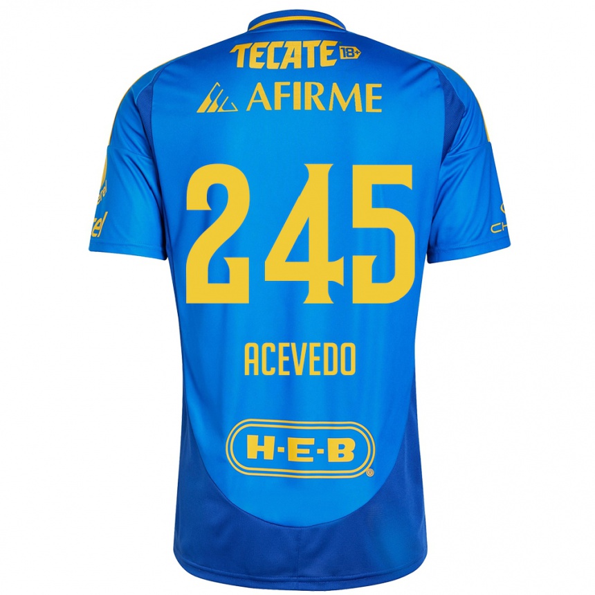 Kids Football Kevin Acevedo #245 Blue Yellow Away Jersey 2024/25 T-Shirt Australia