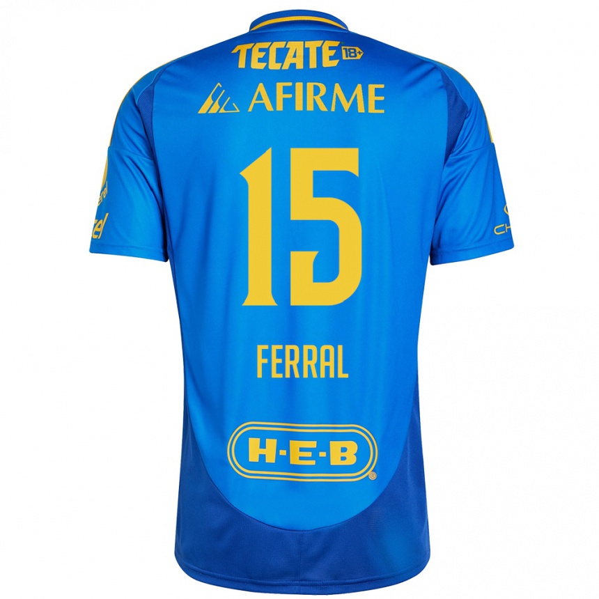 Kids Football Cristina Ferral #15 Blue Yellow Away Jersey 2024/25 T-Shirt Australia