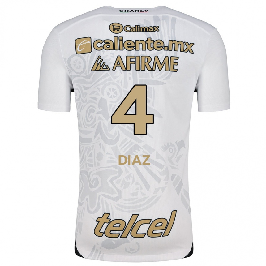 Kids Football Nicolás Díaz #4 White Black Away Jersey 2024/25 T-Shirt Australia