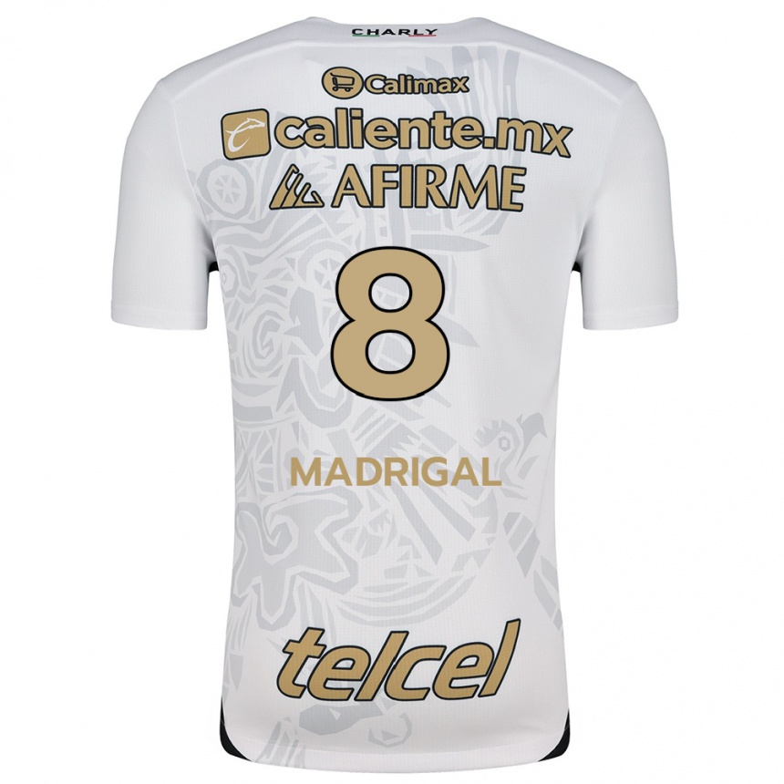 Kids Football Fernando Madrigal #8 White Black Away Jersey 2024/25 T-Shirt Australia