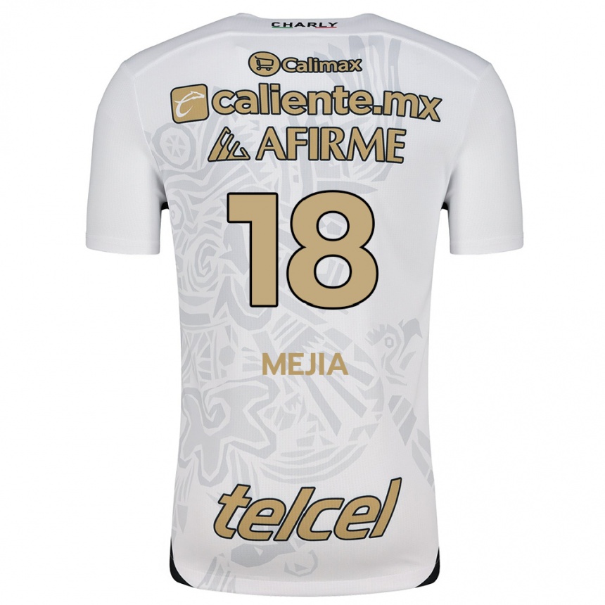 Kids Football Aarón Mejía #18 White Black Away Jersey 2024/25 T-Shirt Australia