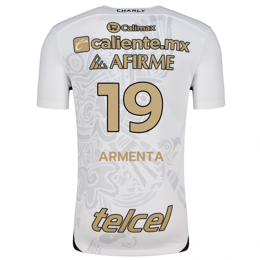 Kids Football Eduardo Armenta #19 White Black Away Jersey 2024/25 T-Shirt Australia