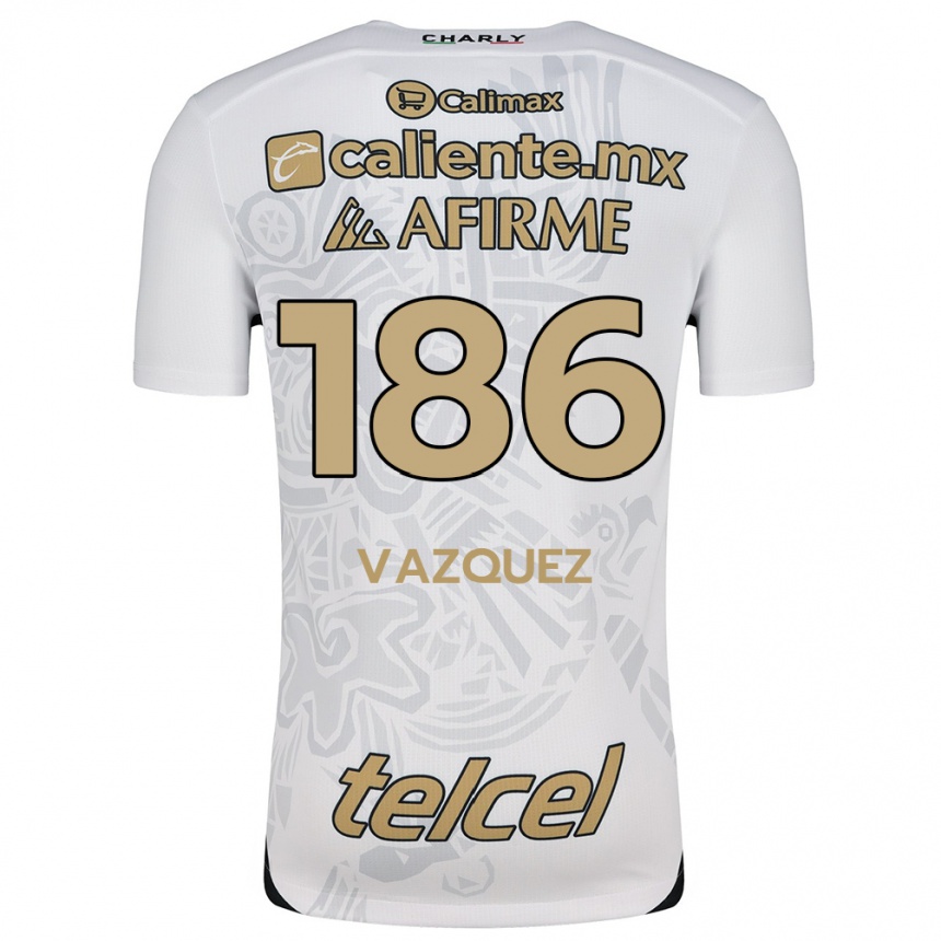 Kids Football Octavio Vázquez #186 White Black Away Jersey 2024/25 T-Shirt Australia