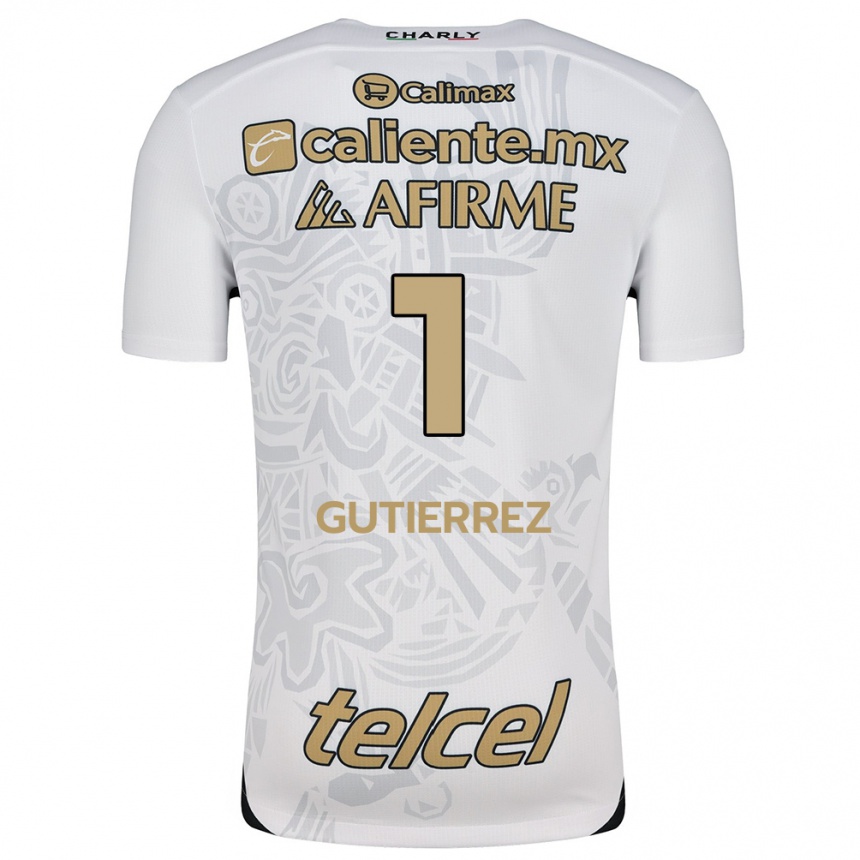 Kids Football Alejandra Gutiérrez #1 White Black Away Jersey 2024/25 T-Shirt Australia