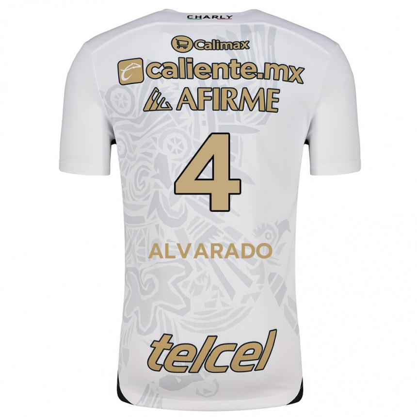 Kids Football Mónica Alvarado #4 White Black Away Jersey 2024/25 T-Shirt Australia