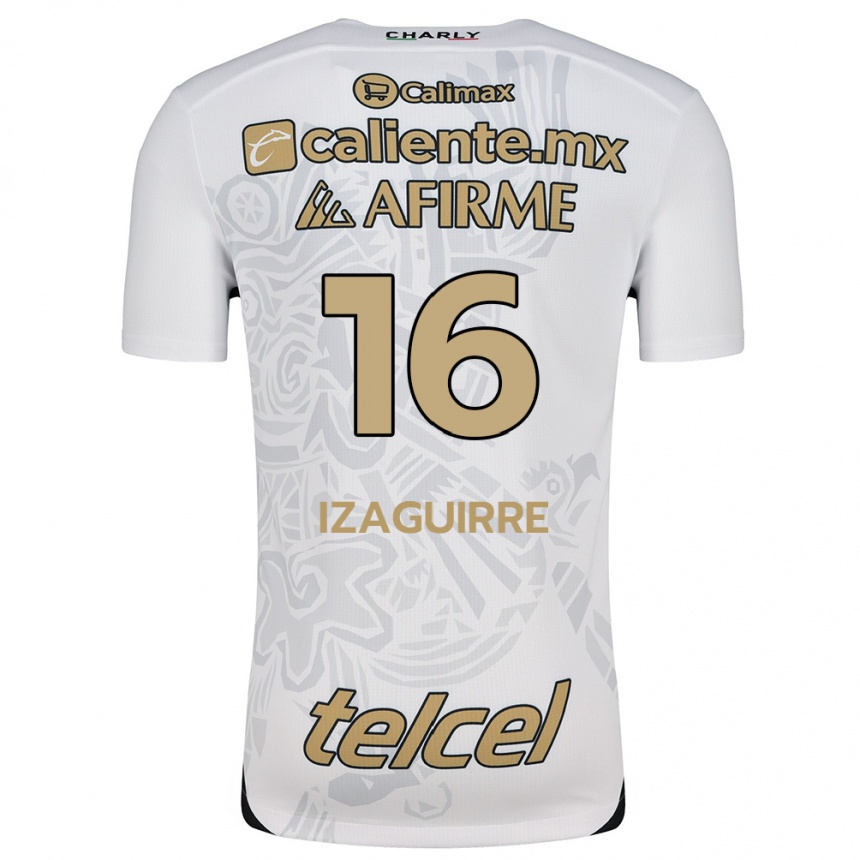 Kids Football Estefanía Izaguirre #16 White Black Away Jersey 2024/25 T-Shirt Australia