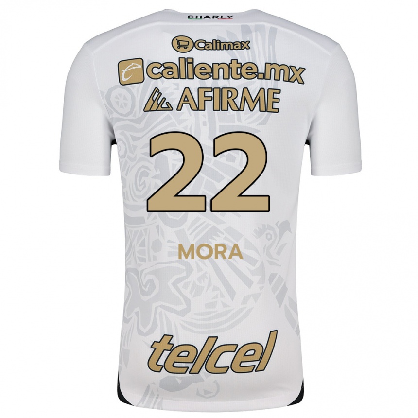 Kids Football Bianca Mora #22 White Black Away Jersey 2024/25 T-Shirt Australia