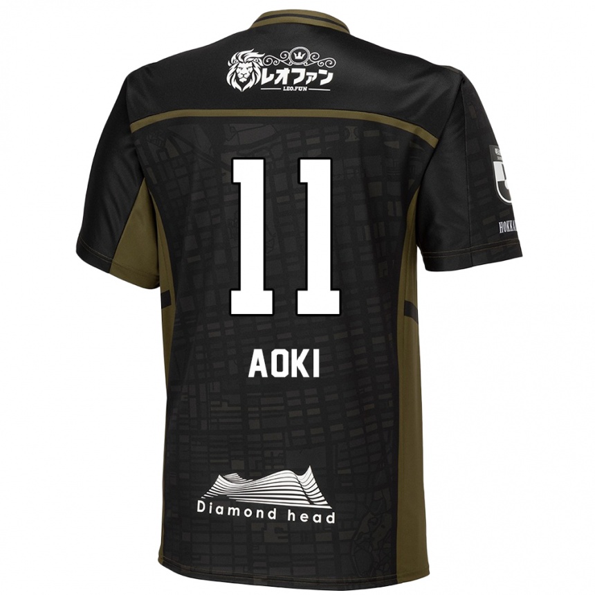 Kids Football Ryota Aoki #11 Black Green Away Jersey 2024/25 T-Shirt Australia