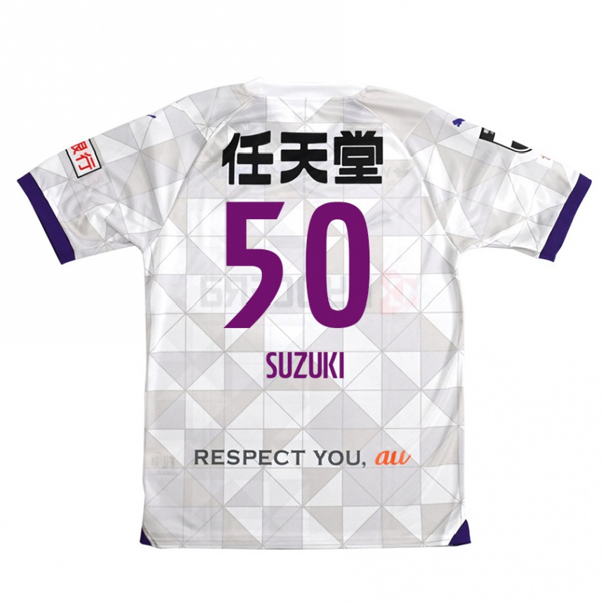 Kids Football Yoshinori Suzuki #50 White Purple Away Jersey 2024/25 T-Shirt Australia