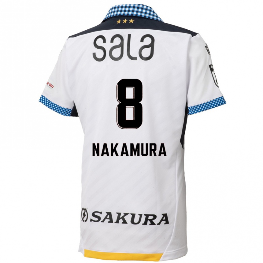 Kids Football Shunta Nakamura #8 White Black Away Jersey 2024/25 T-Shirt Australia