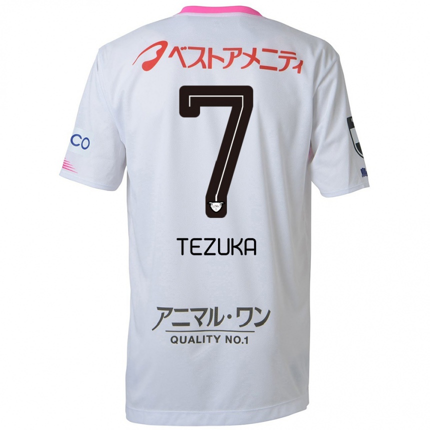 Kids Football Kohei Tezuka #7 White Blue Pink Away Jersey 2024/25 T-Shirt Australia