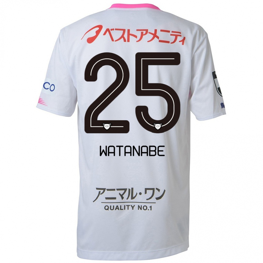 Kids Football Ryohei Watanabe #25 White Blue Pink Away Jersey 2024/25 T-Shirt Australia