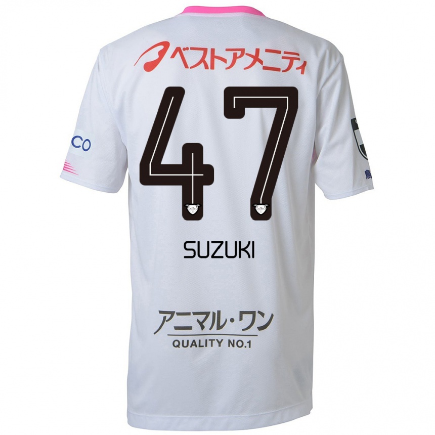 Kids Football Daichi Suzuki #47 White Blue Pink Away Jersey 2024/25 T-Shirt Australia