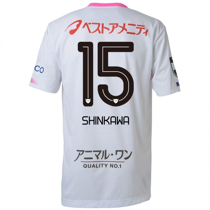 Kids Football Shion Shinkawa #15 White Blue Pink Away Jersey 2024/25 T-Shirt Australia