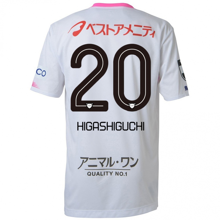 Kids Football Aitaro Higashiguchi #20 White Blue Pink Away Jersey 2024/25 T-Shirt Australia