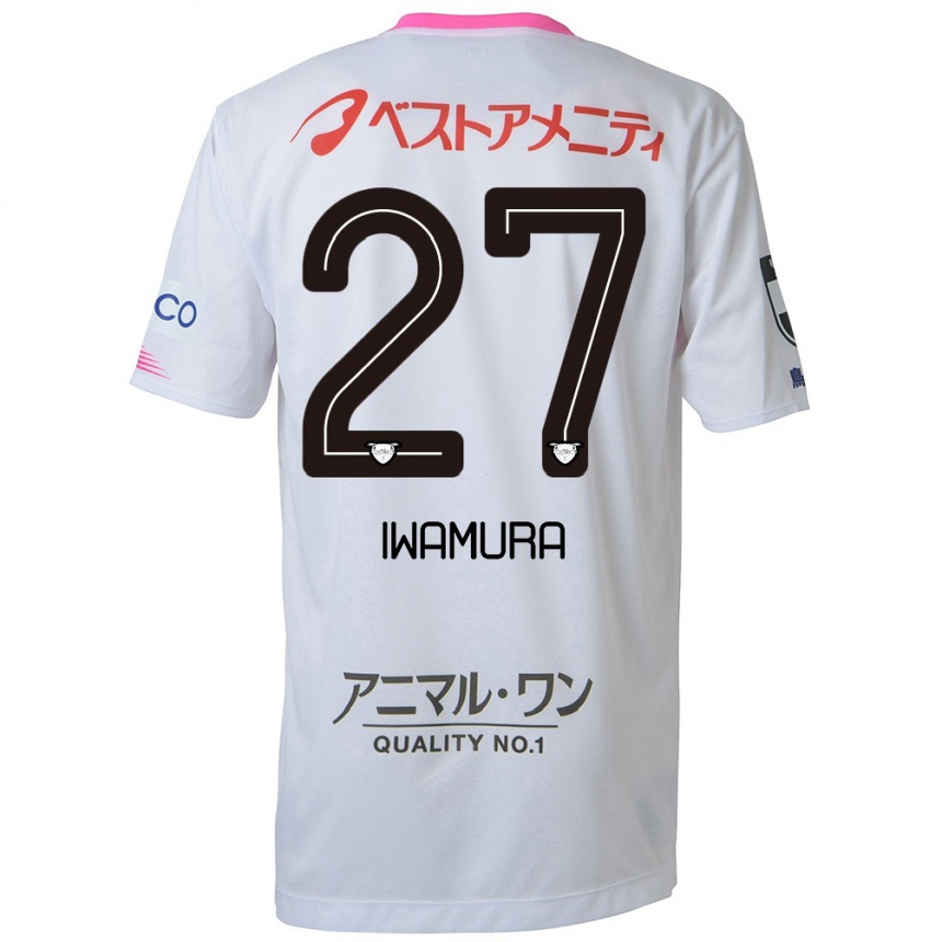 Kids Football Junnosuke Iwamura #27 White Blue Pink Away Jersey 2024/25 T-Shirt Australia