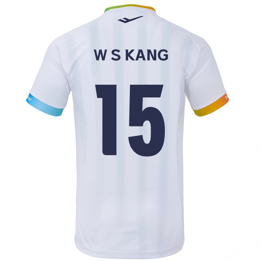 Kids Football Sang-Woo Kang #15 White Blue Away Jersey 2024/25 T-Shirt Australia