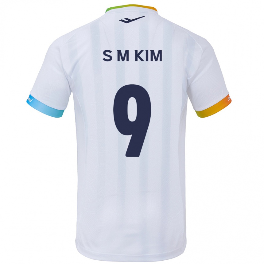 Kids Football Min-Sung Kim #9 White Blue Away Jersey 2024/25 T-Shirt Australia