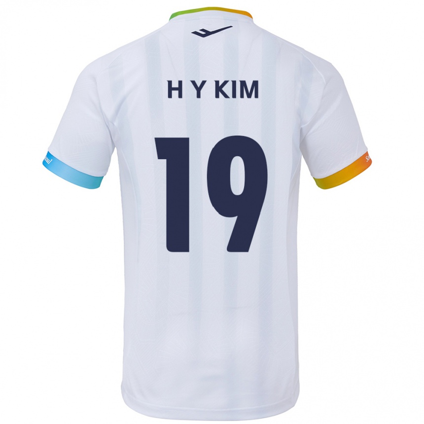 Kids Football Yong-Hyuk Kim #19 White Blue Away Jersey 2024/25 T-Shirt Australia