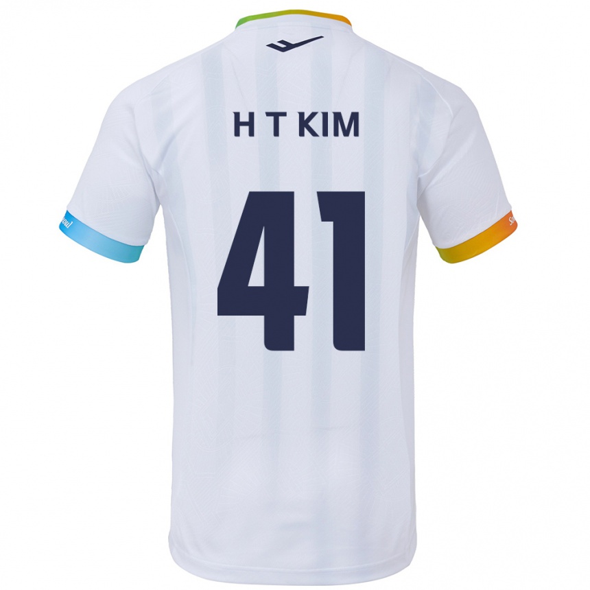 Kids Football Tae-Ho Kim #41 White Blue Away Jersey 2024/25 T-Shirt Australia