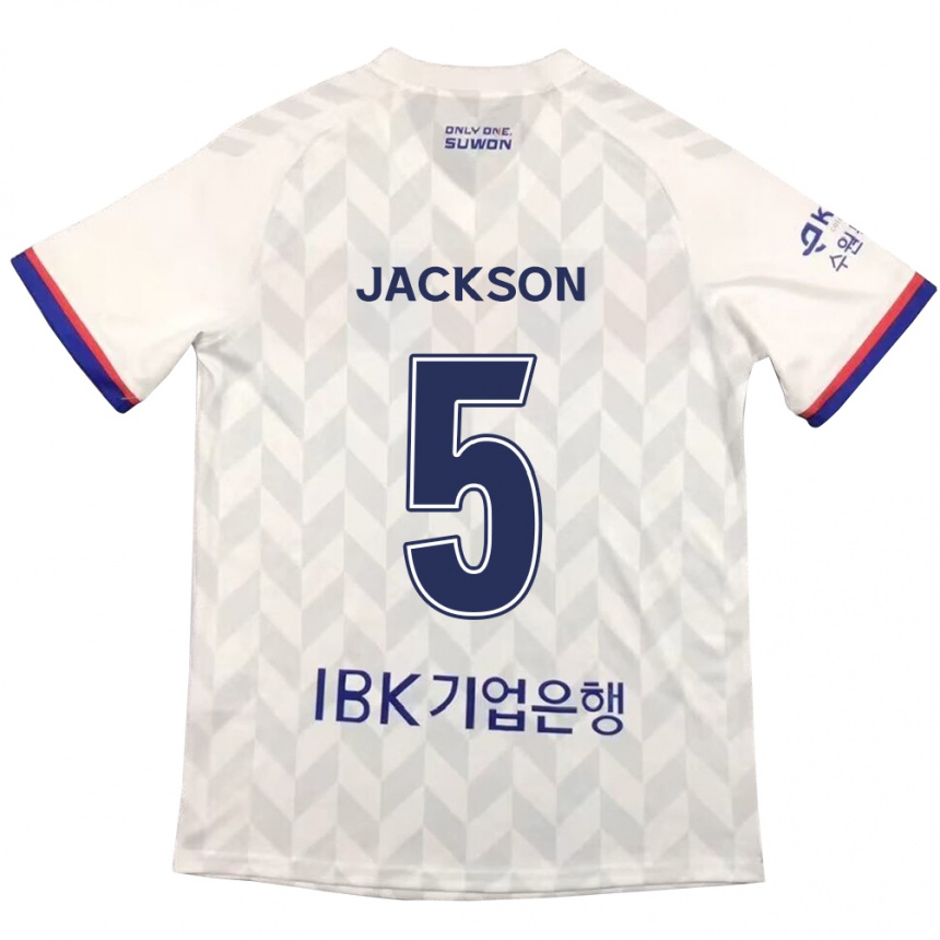 Kids Football Lachlan Jackson #5 White Blue Away Jersey 2024/25 T-Shirt Australia