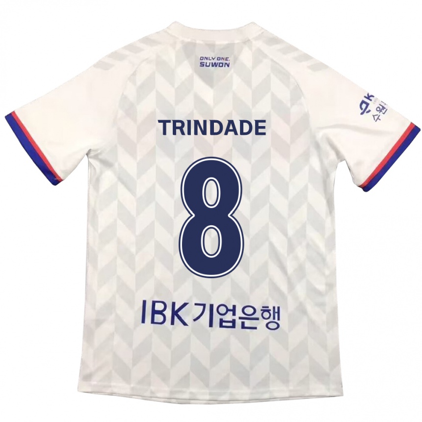 Kids Football Matheus Trindade #8 White Blue Away Jersey 2024/25 T-Shirt Australia